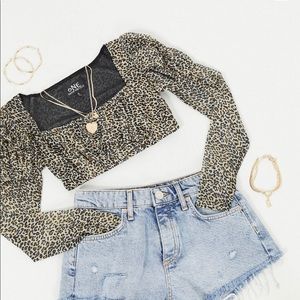 ASOS leopard long sleeve crop top